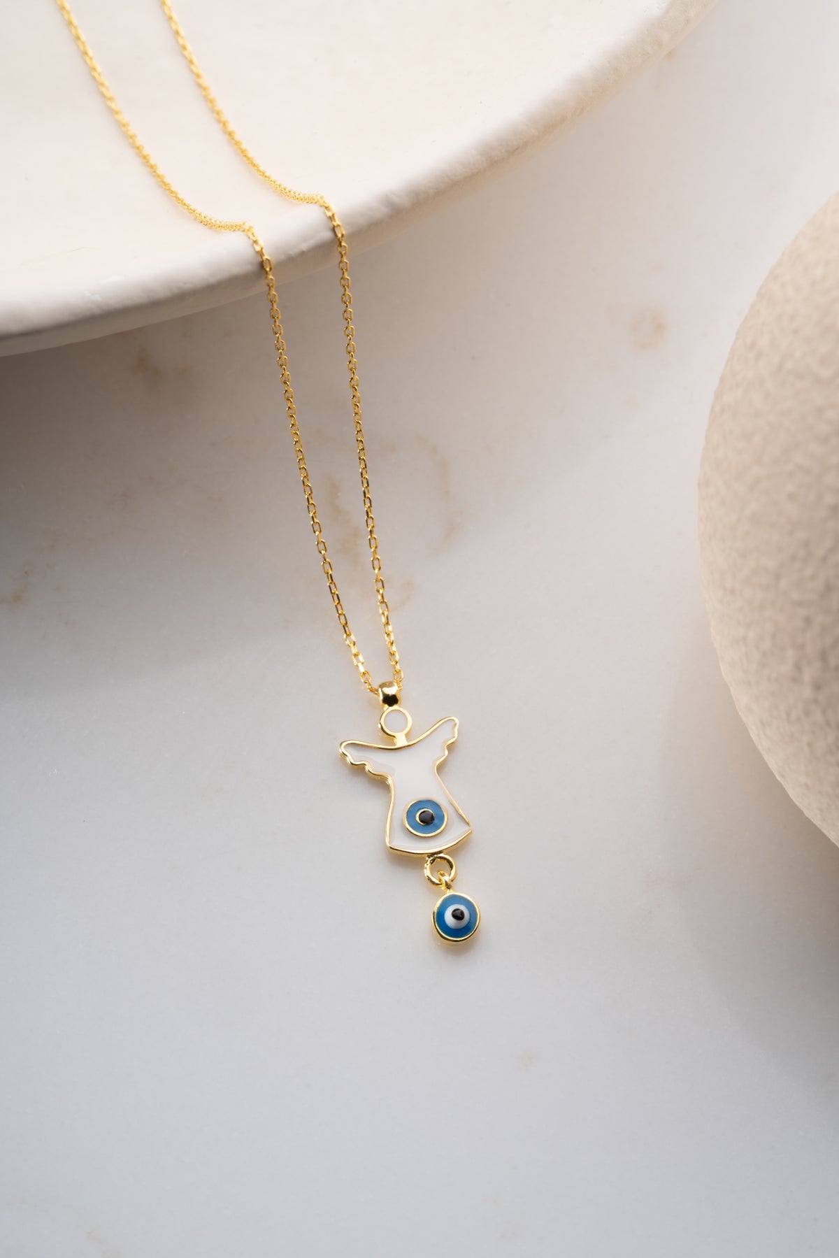 Guardian Angel Evil Eye Necklace