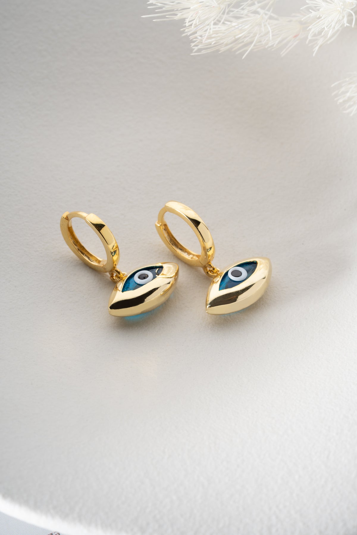 Evil Eye Charm Hoop Earrings