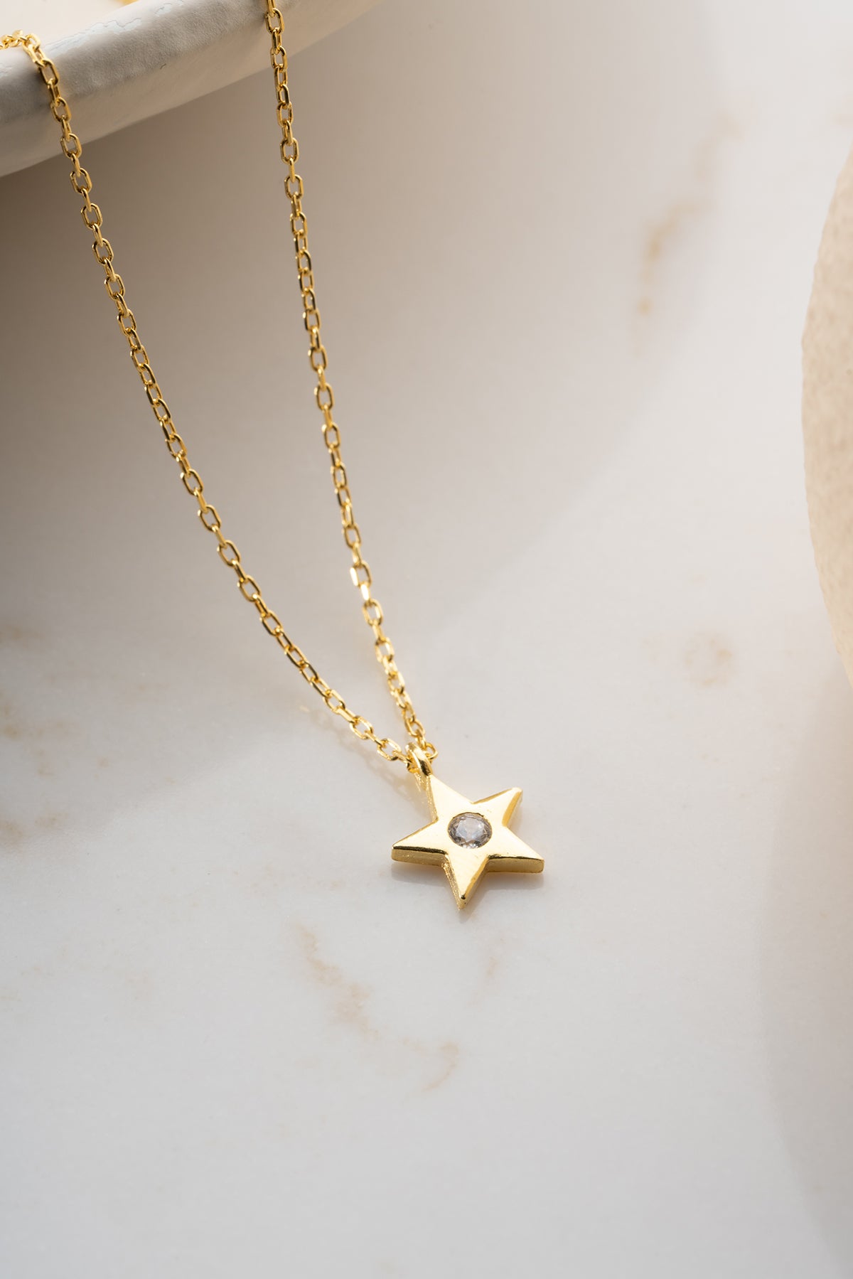 Star Charm Necklace with Crystal Accent