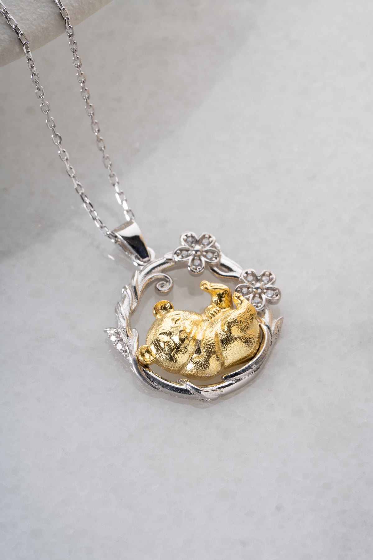 3D Bear Cub Wreath Necklace