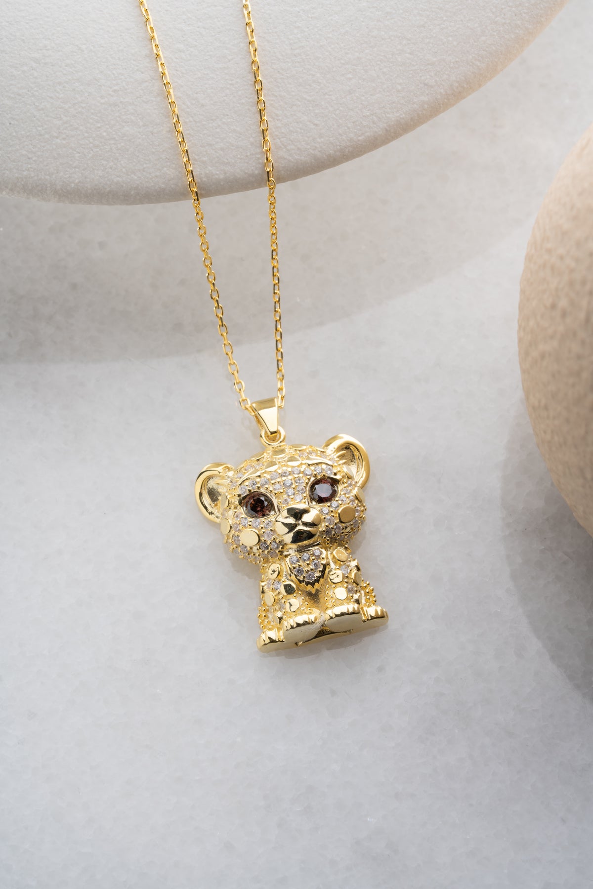 Pave Tiger Cub Pendant Necklace