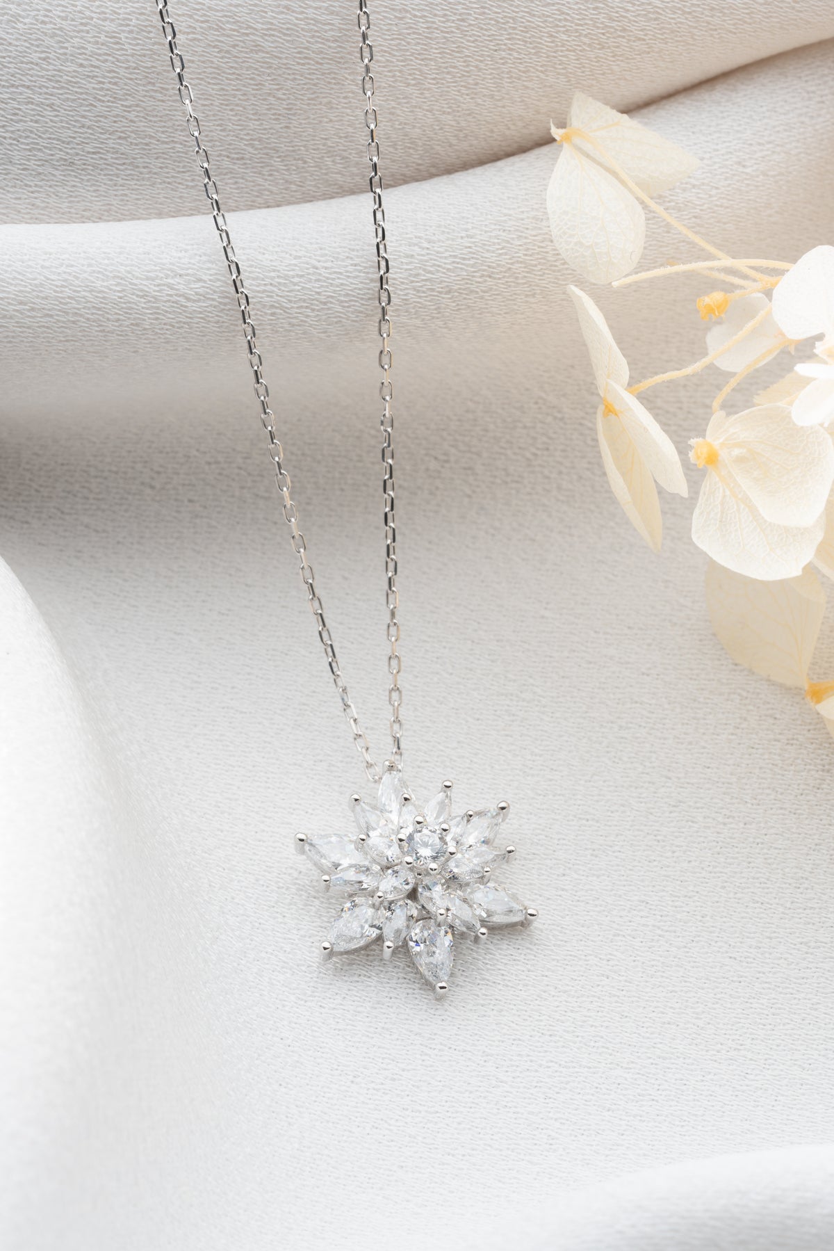Crystal Lotus Flower Pendant Necklace