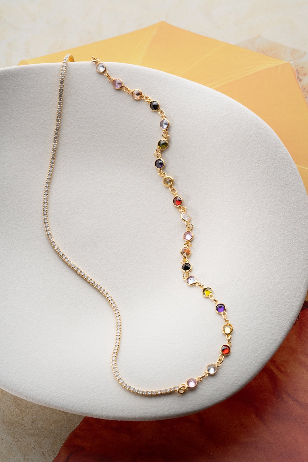 Layered Crystal Rainbow Gemstone Necklace