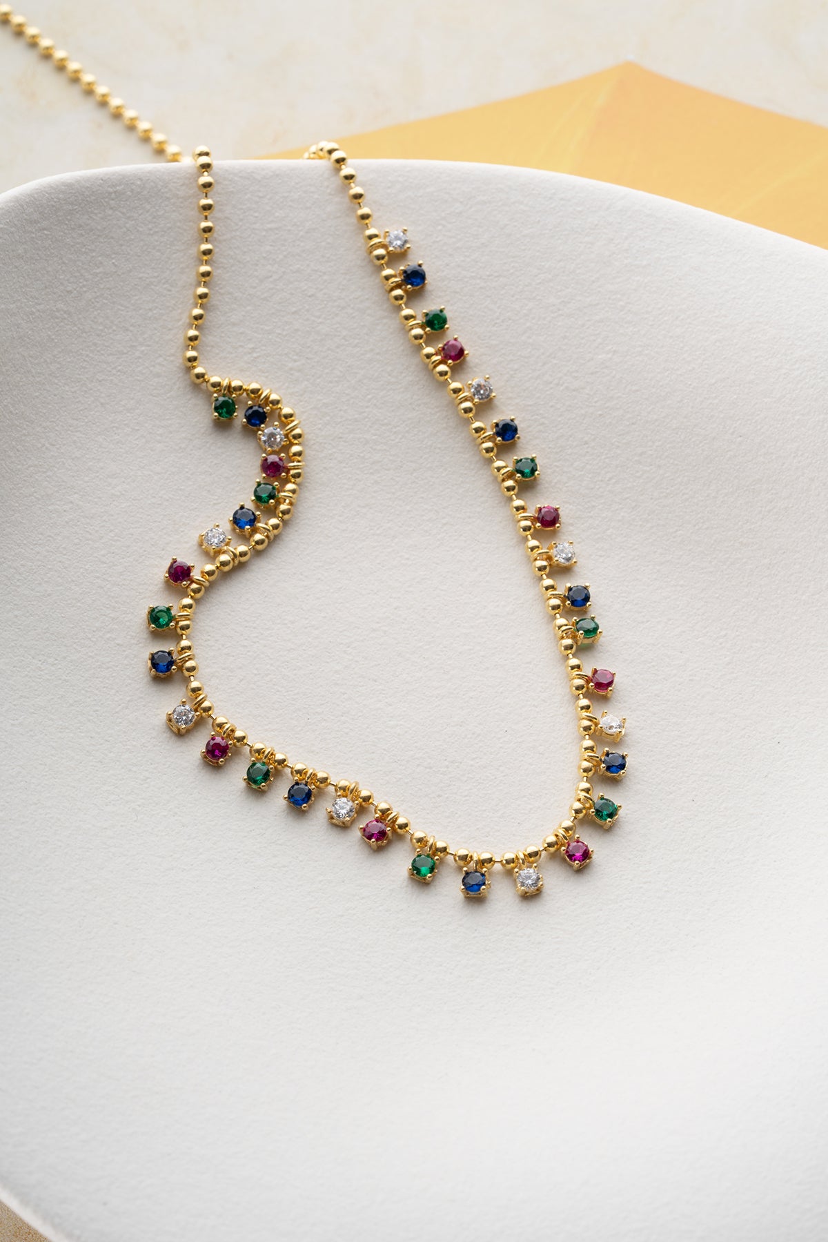 Rainbow Multi Gemstone Station Necklace