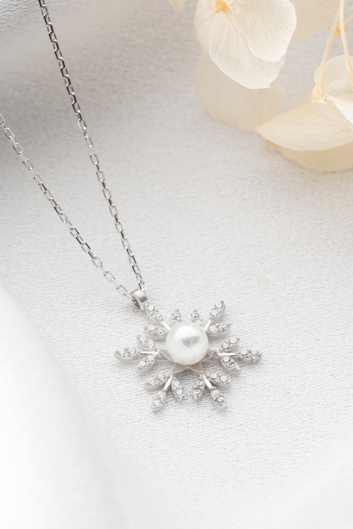 Pearl Snowflake Pendant Necklace
