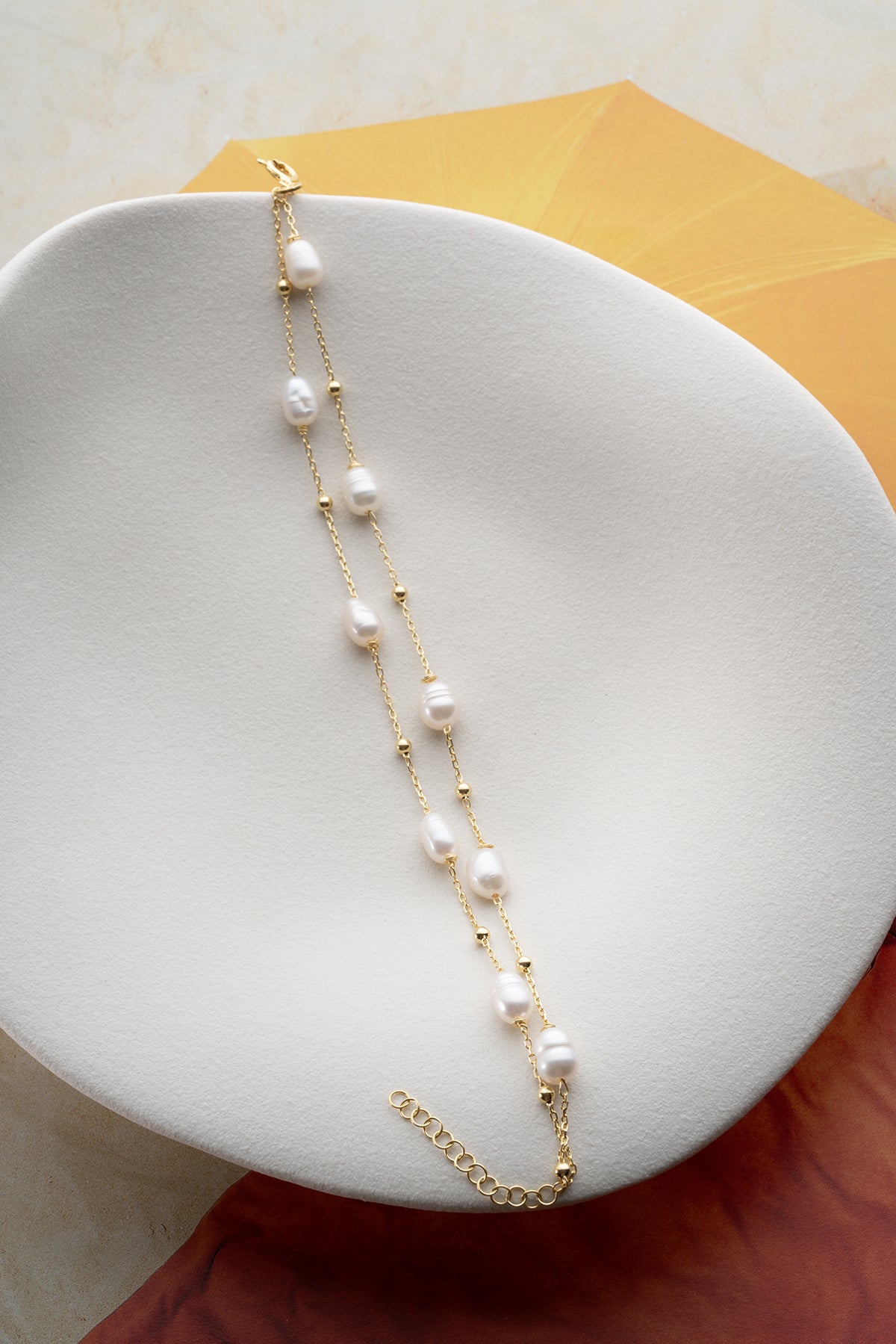 Baroque Pearl Chain Bracelet in Gold