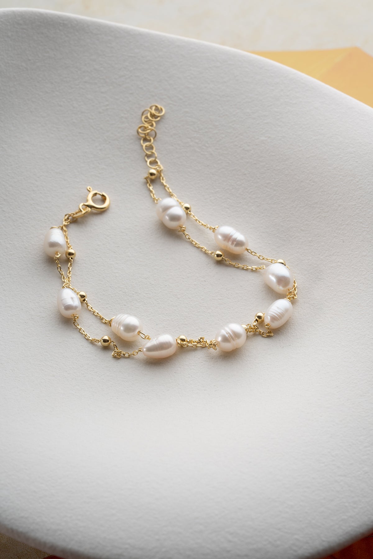 Baroque Pearl Chain Bracelet in Gold