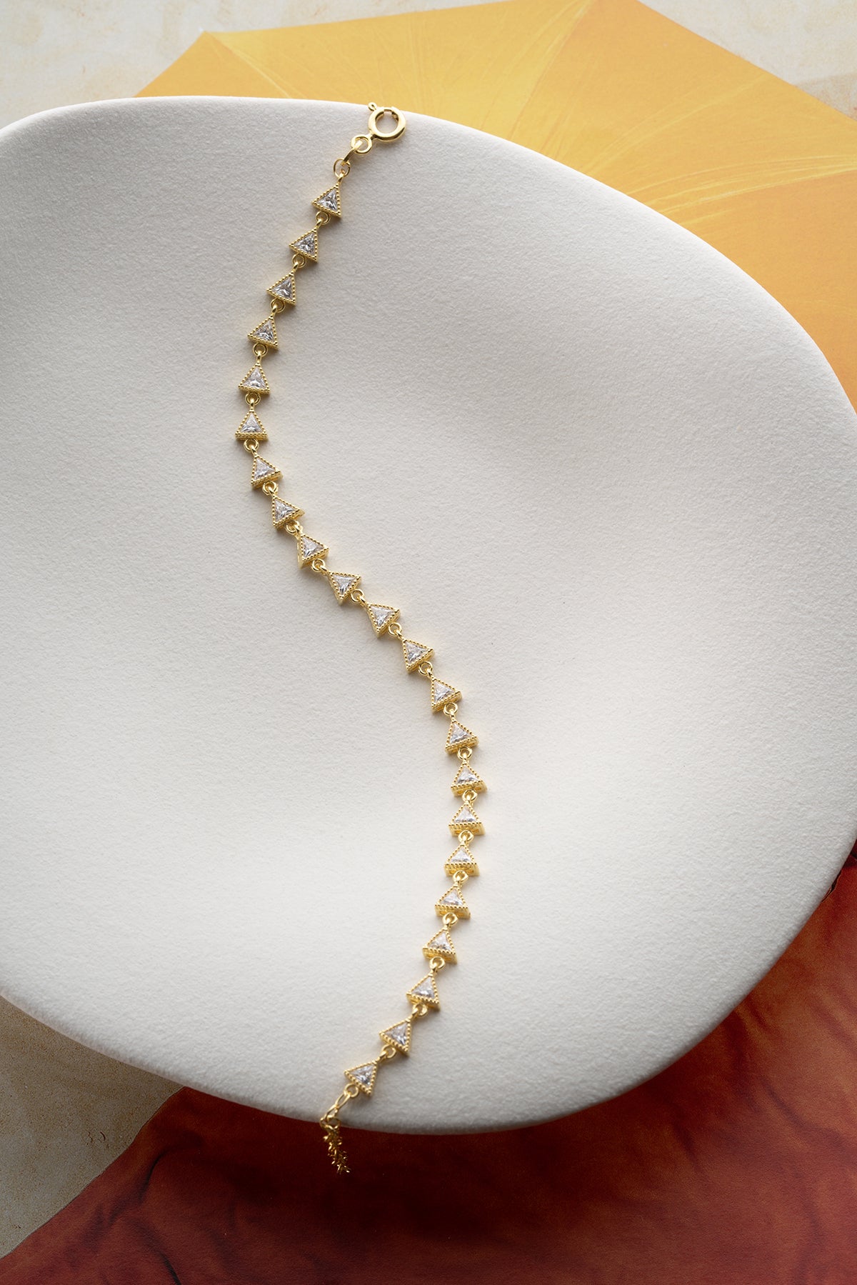 Triangle Crystal Station Bracelet in Gold