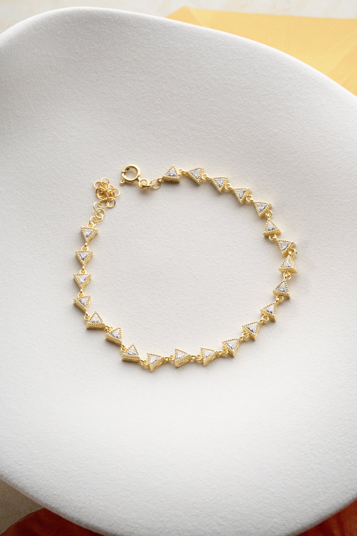 Triangle Crystal Station Bracelet in Gold
