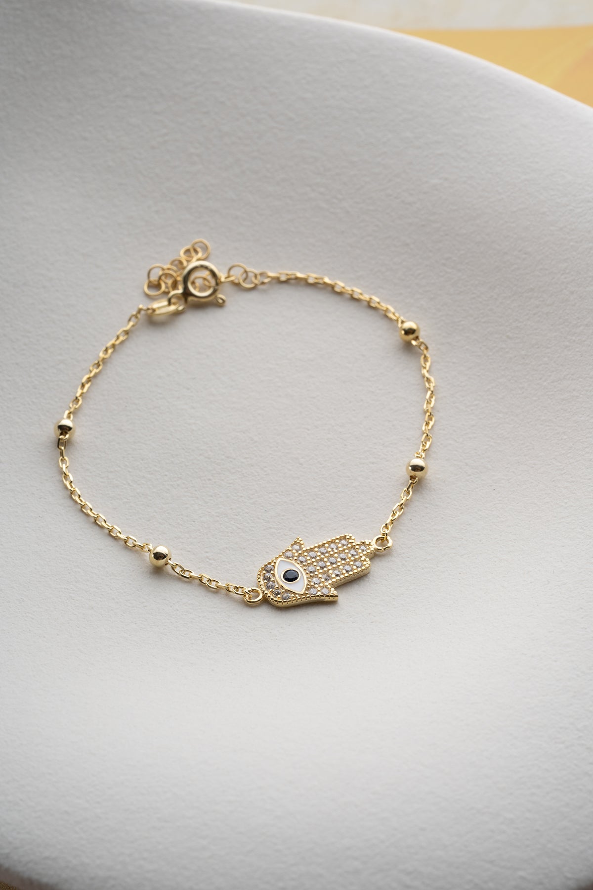 Hamsa Evil Eye Bracelet in Gold