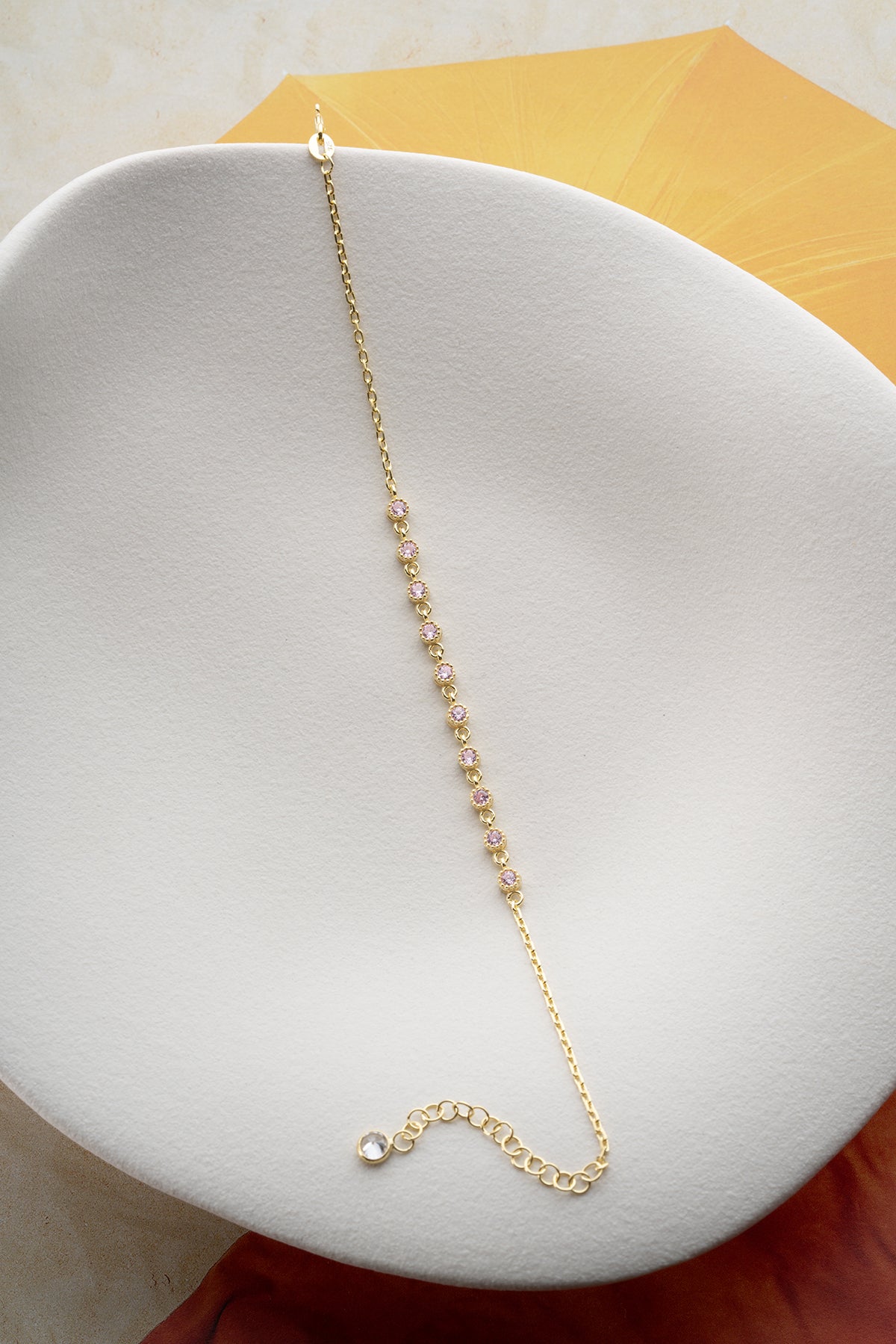 Pink Stone Tennis Bracelet in Gold