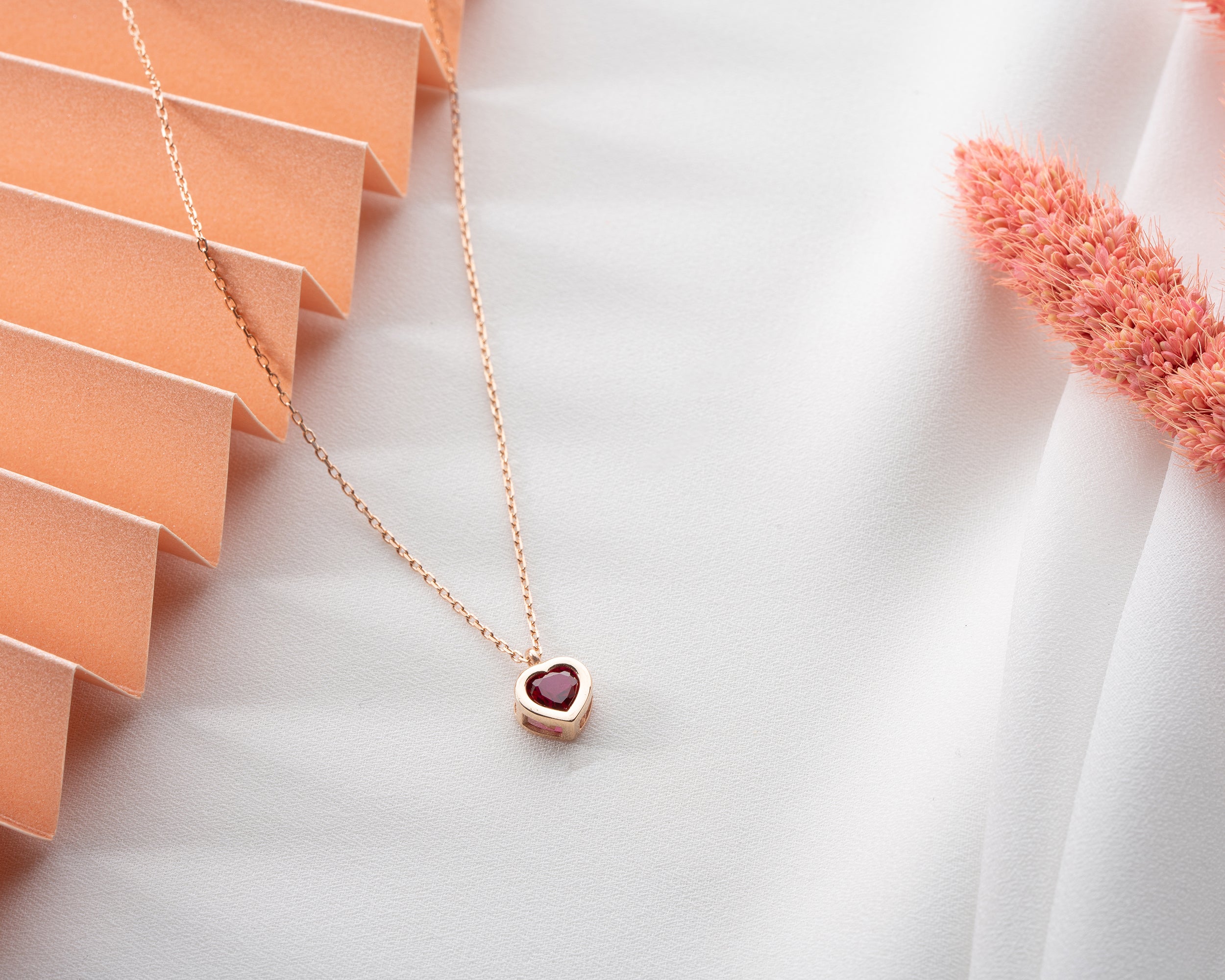 Side by Side Heart Birthstone Necklace