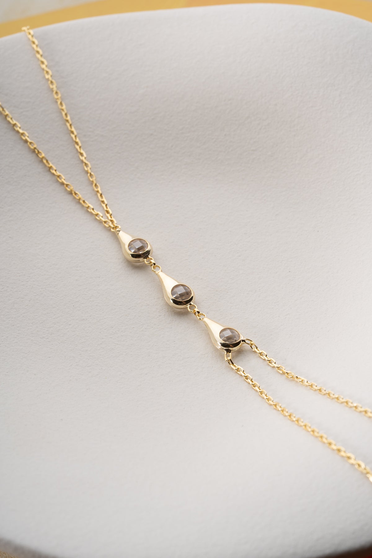 Teardrop Crystal Hand Chain Bracelet in Gold
