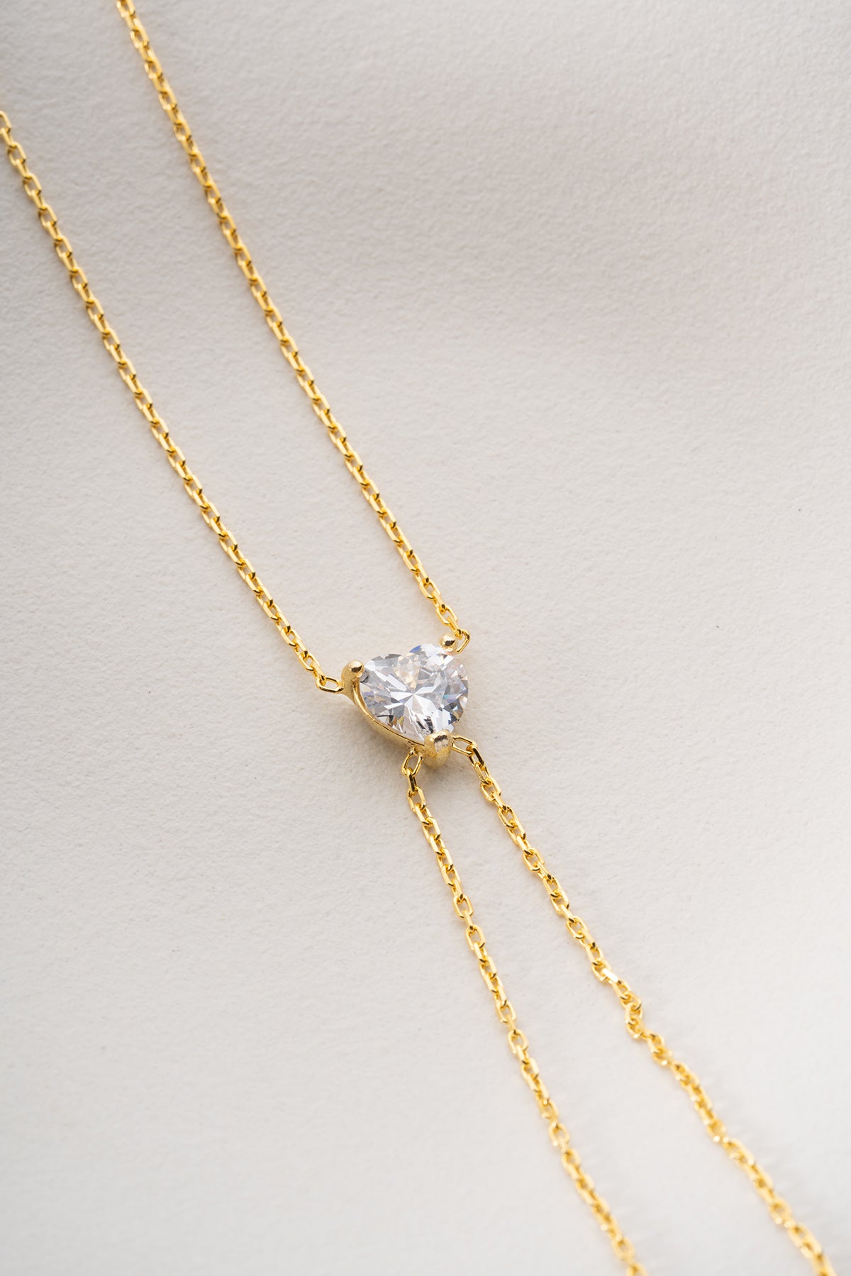 Heart Solitaire Gold Hand Chain Bracelet