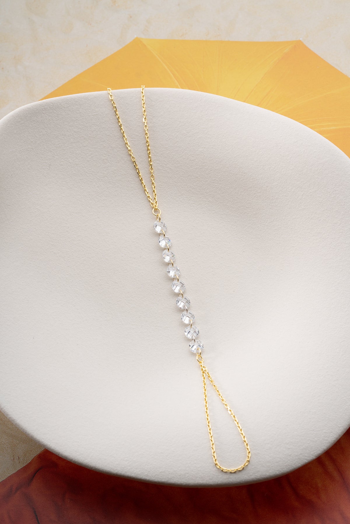 Gold Crystal Bead Hand Chain Bracelet