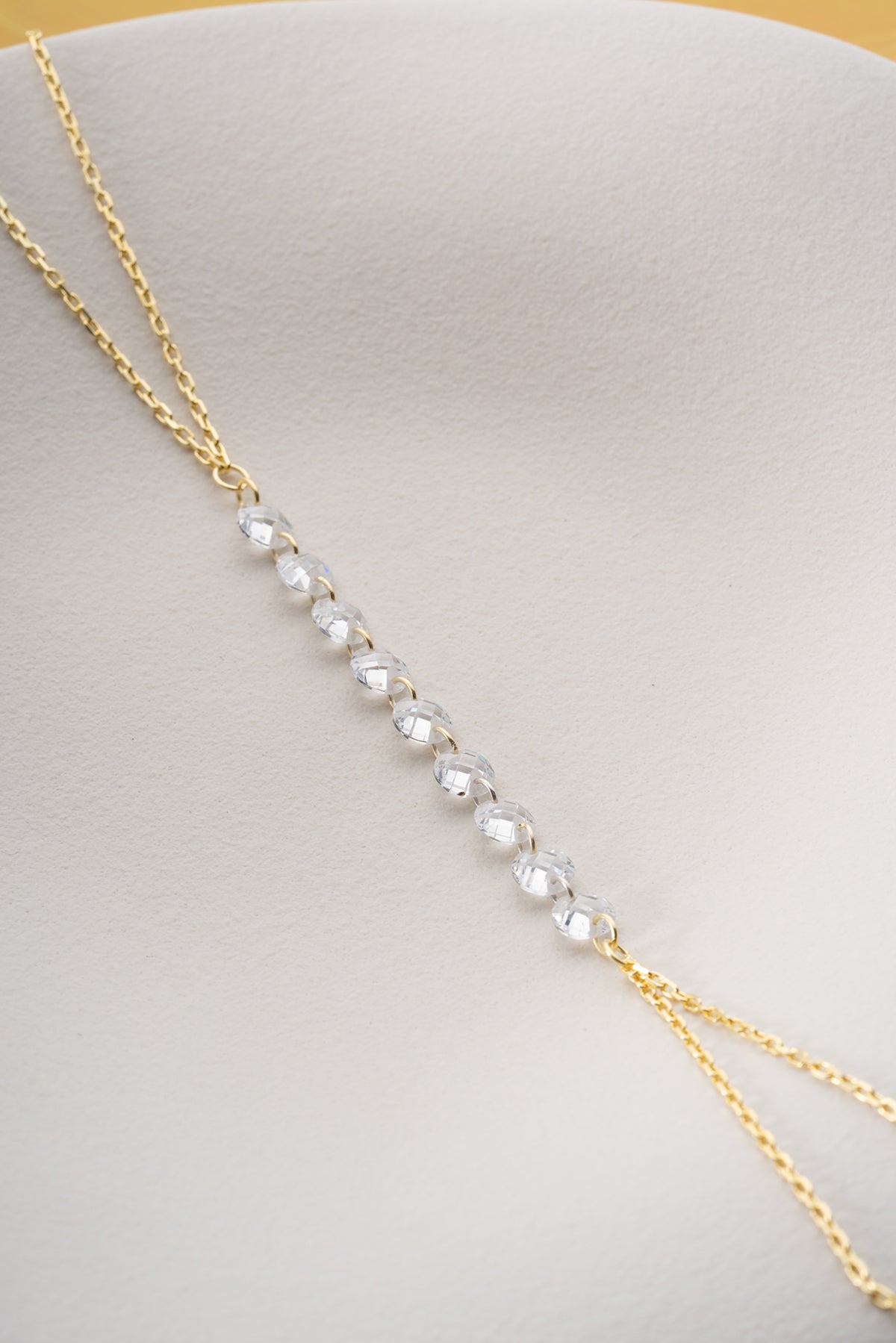 Gold Crystal Bead Hand Chain Bracelet