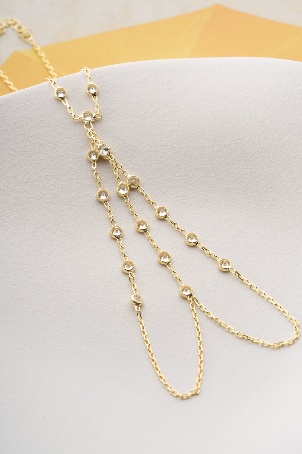 Triple Strand Gold Hand Chain Bracelet
