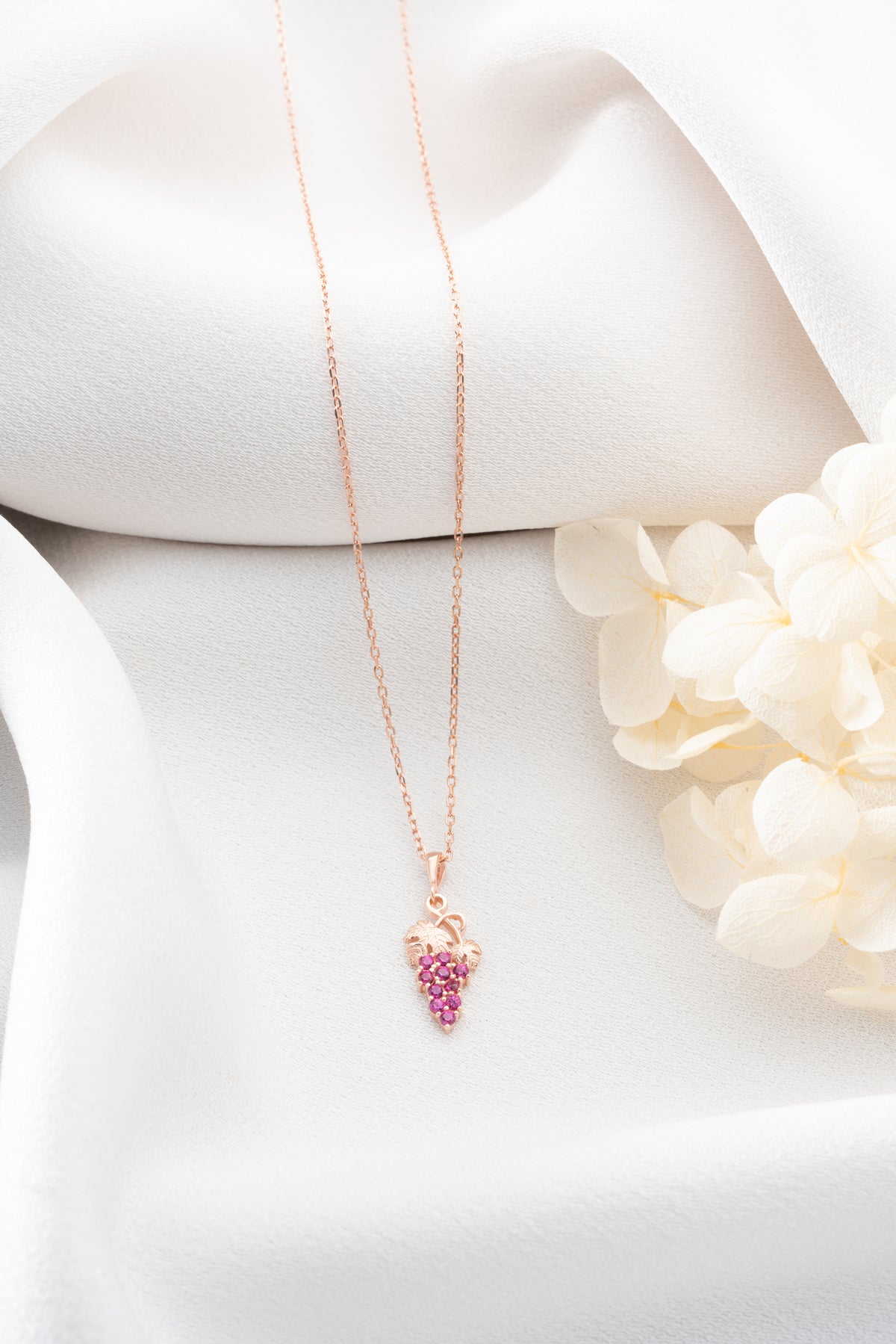 Grape Cluster Crystal Necklace in Rose Gold