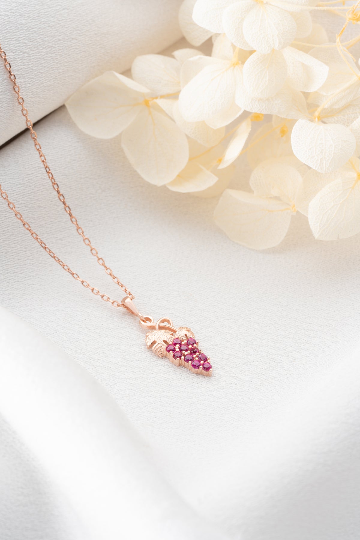 Grape Cluster Crystal Necklace in Rose Gold