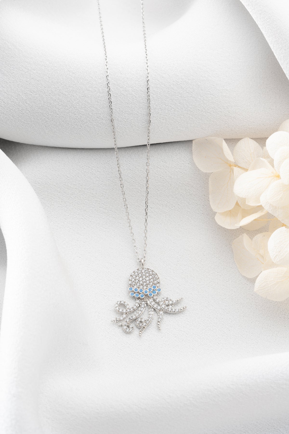 Pave Crystal Octopus Pendant Necklace