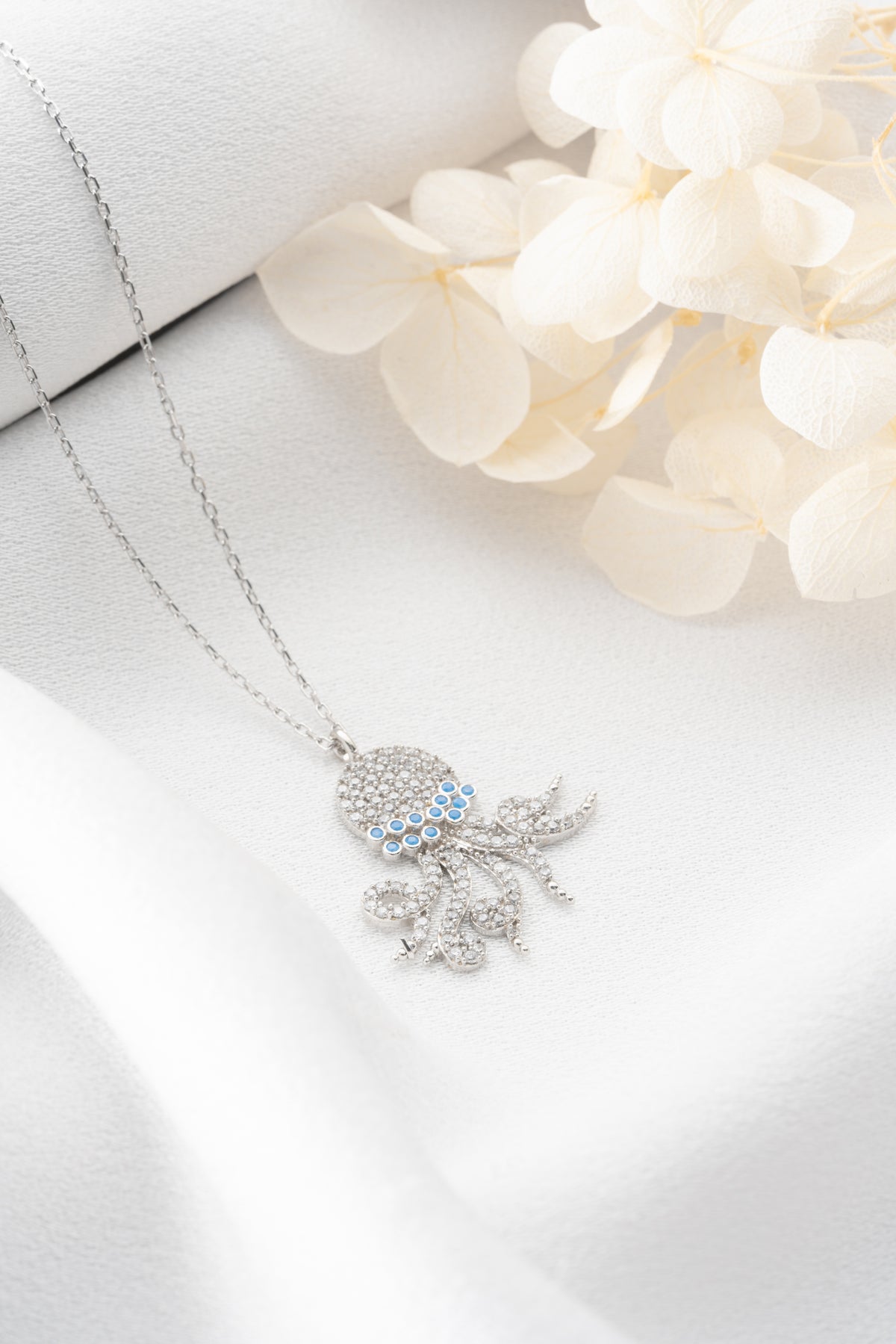 Pave Crystal Octopus Pendant Necklace