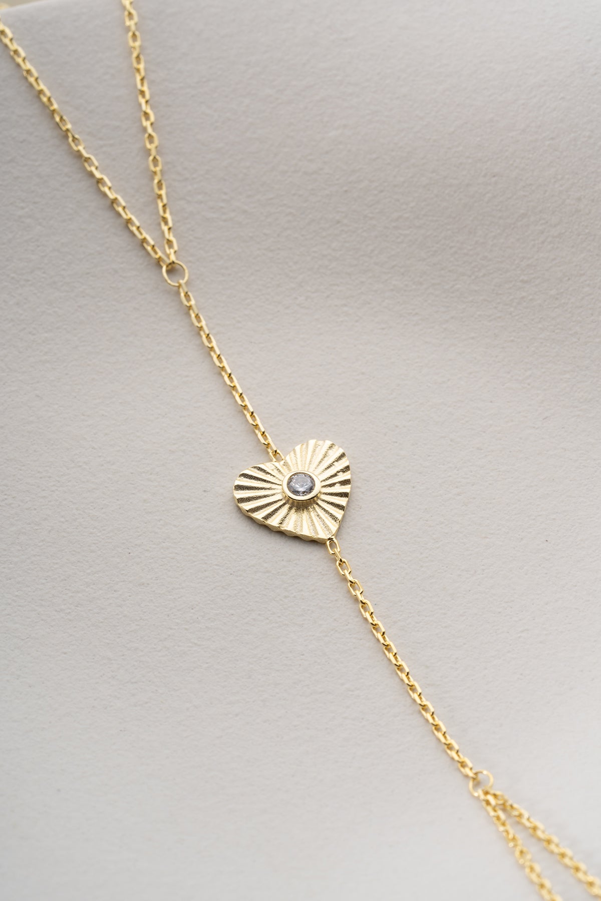 Gold Heart Charm Hand Chain Bracelet