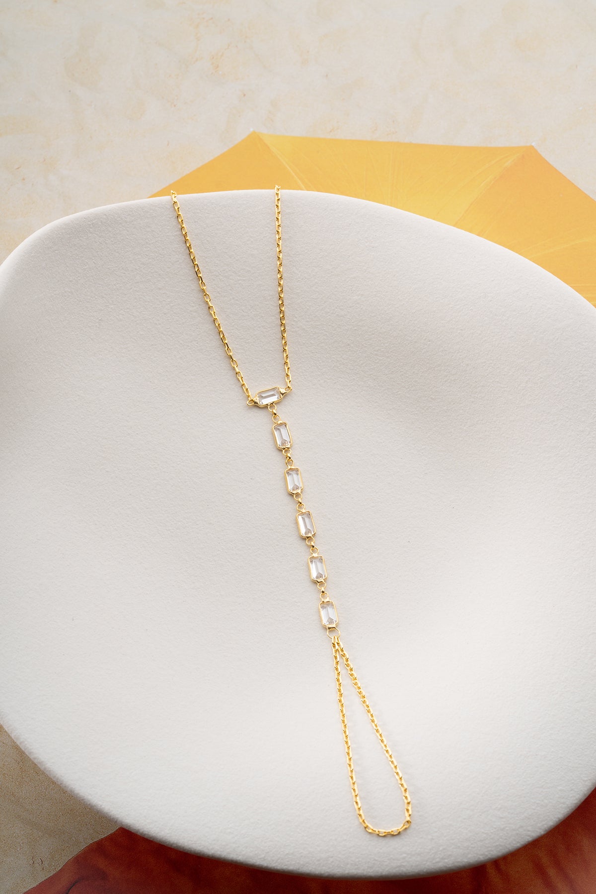 Baguette Crystal Gold Hand Chain Bracelet