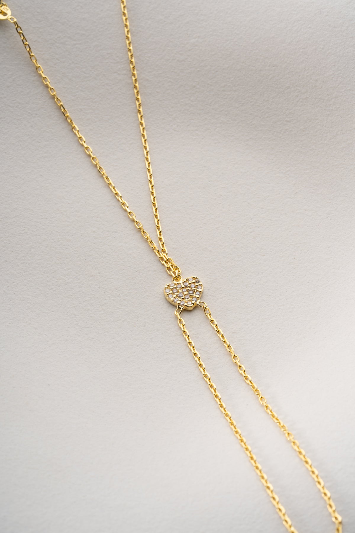 Pave Heart Hand Chain Bracelet