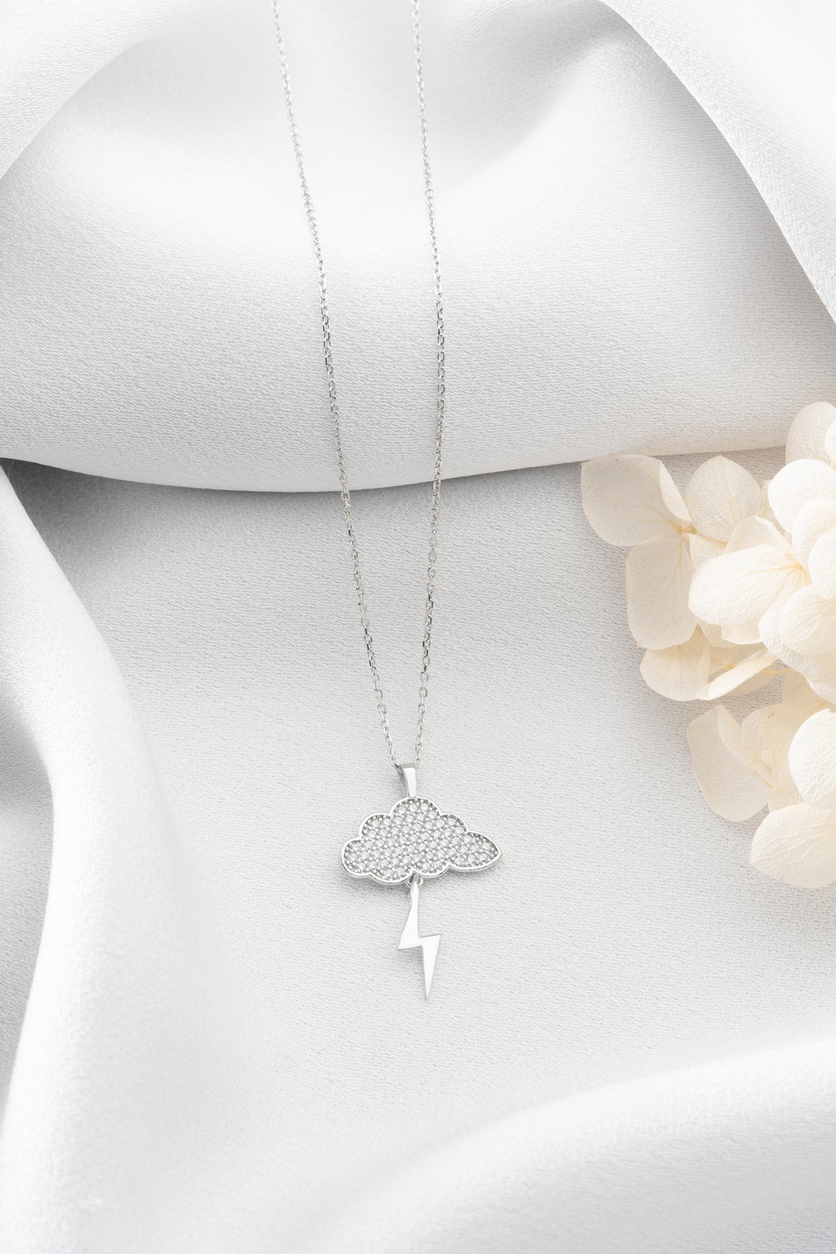 Cloud and Lightning Bolt Necklace
