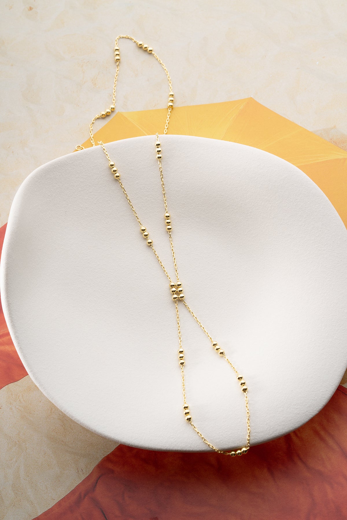 Gold Bead Station Hand Chain