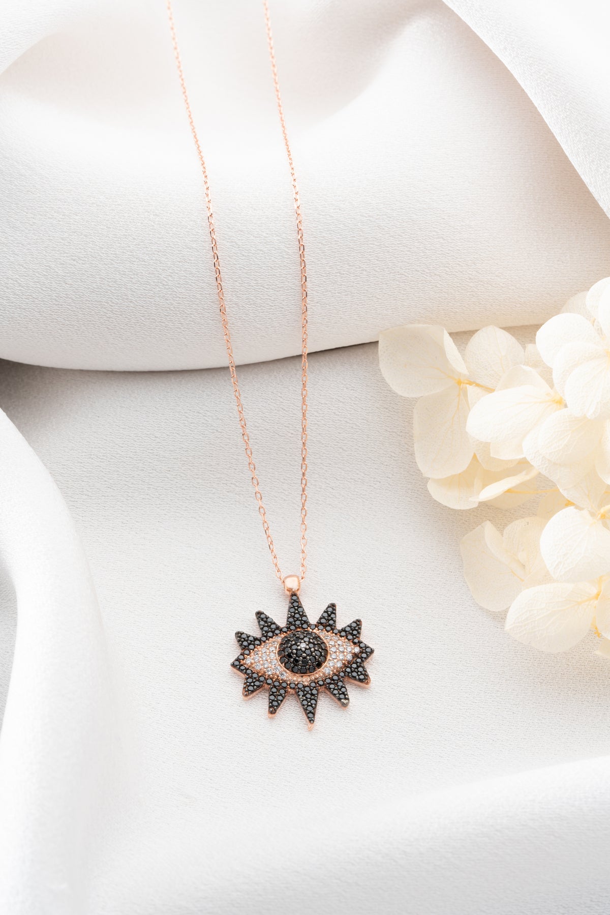 Sunburst Evil Eye Pendant Necklace
