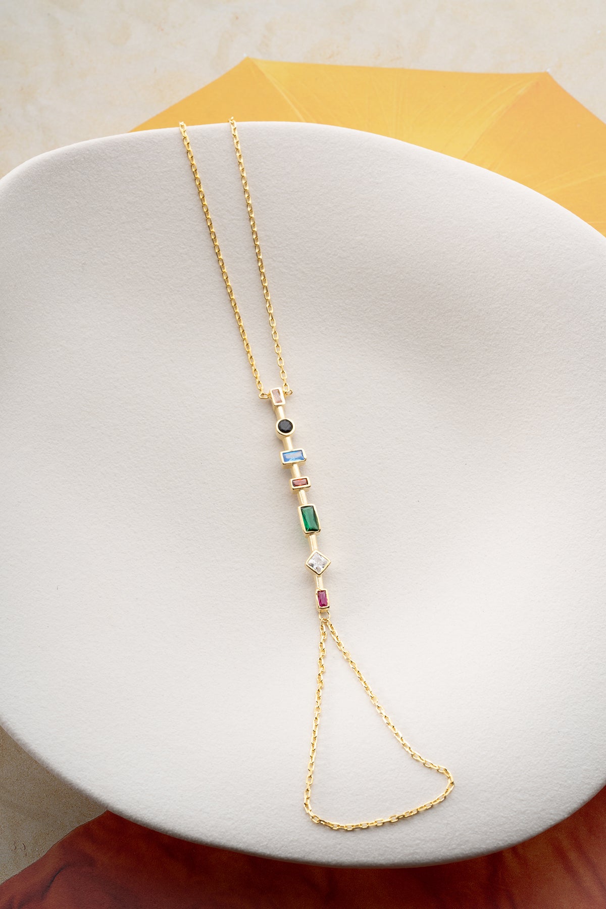 Multicolor Gemstone Hand Chain Bracelet