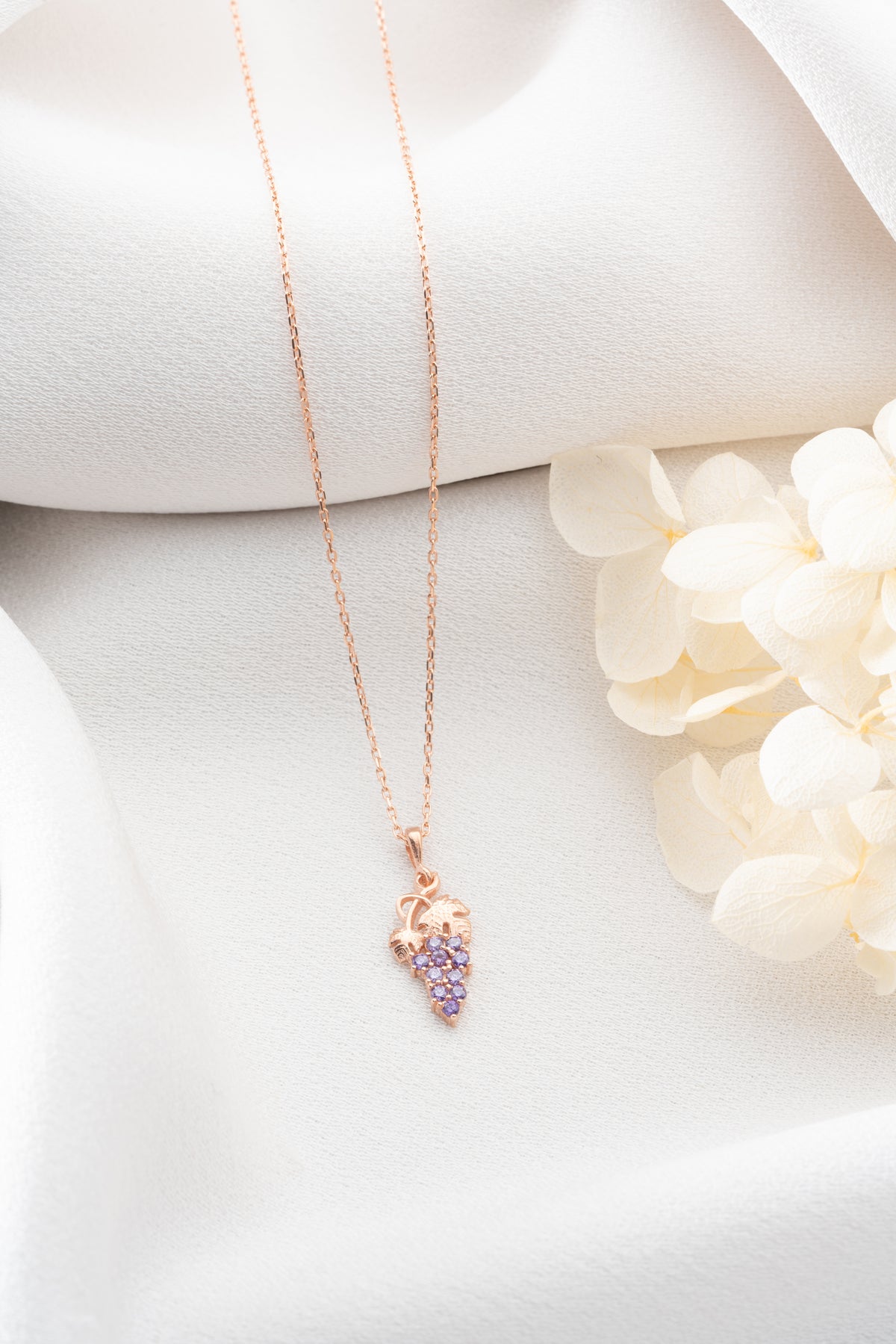 Grape Cluster Crystal Necklace in Rose Gold