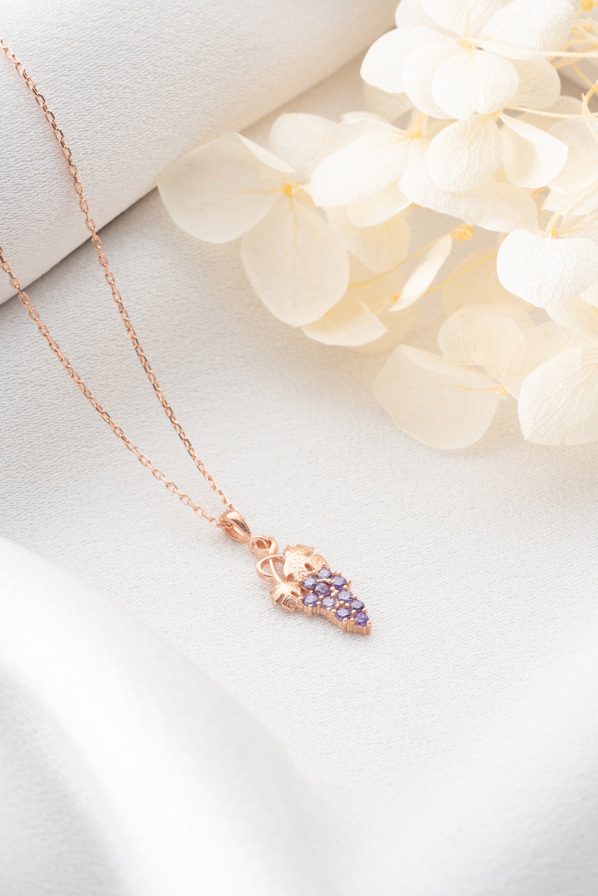 Grape Cluster Crystal Necklace in Rose Gold