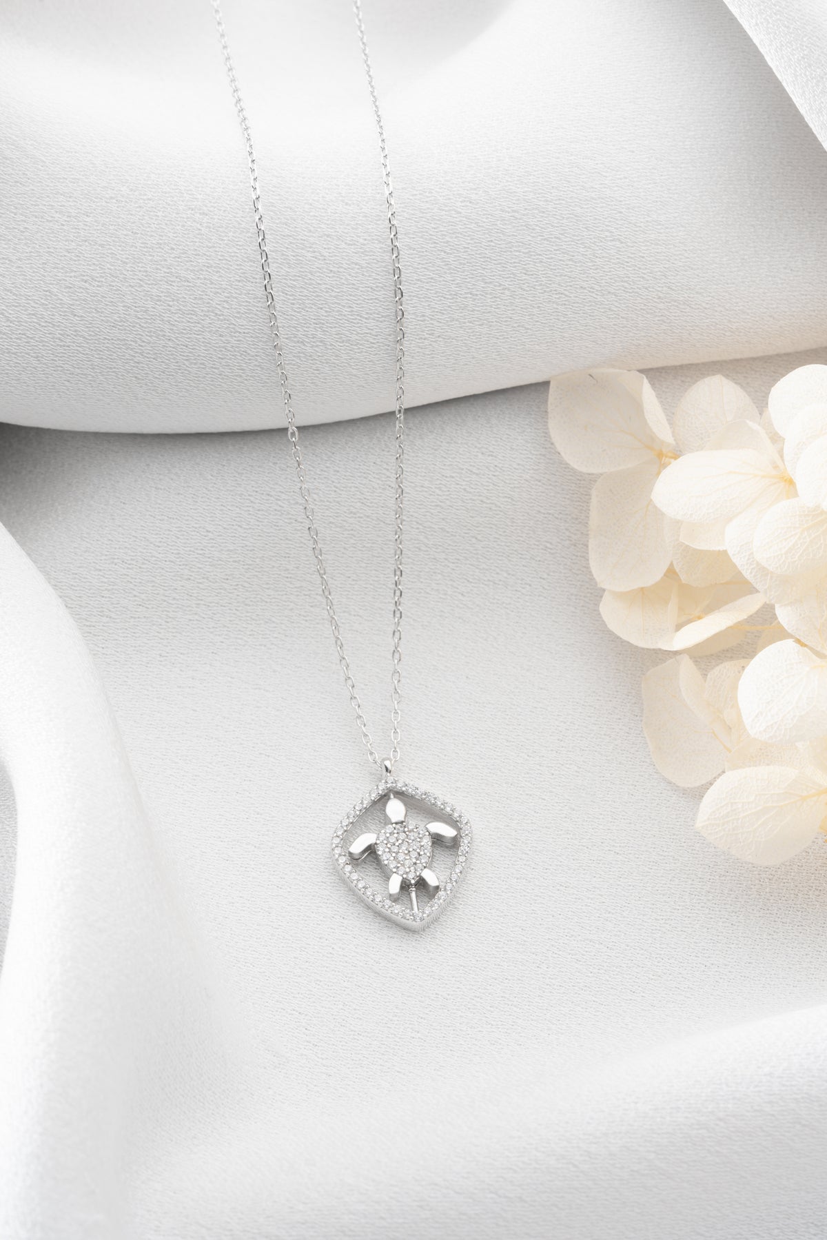 Pave Sea Turtle Pendant Necklace