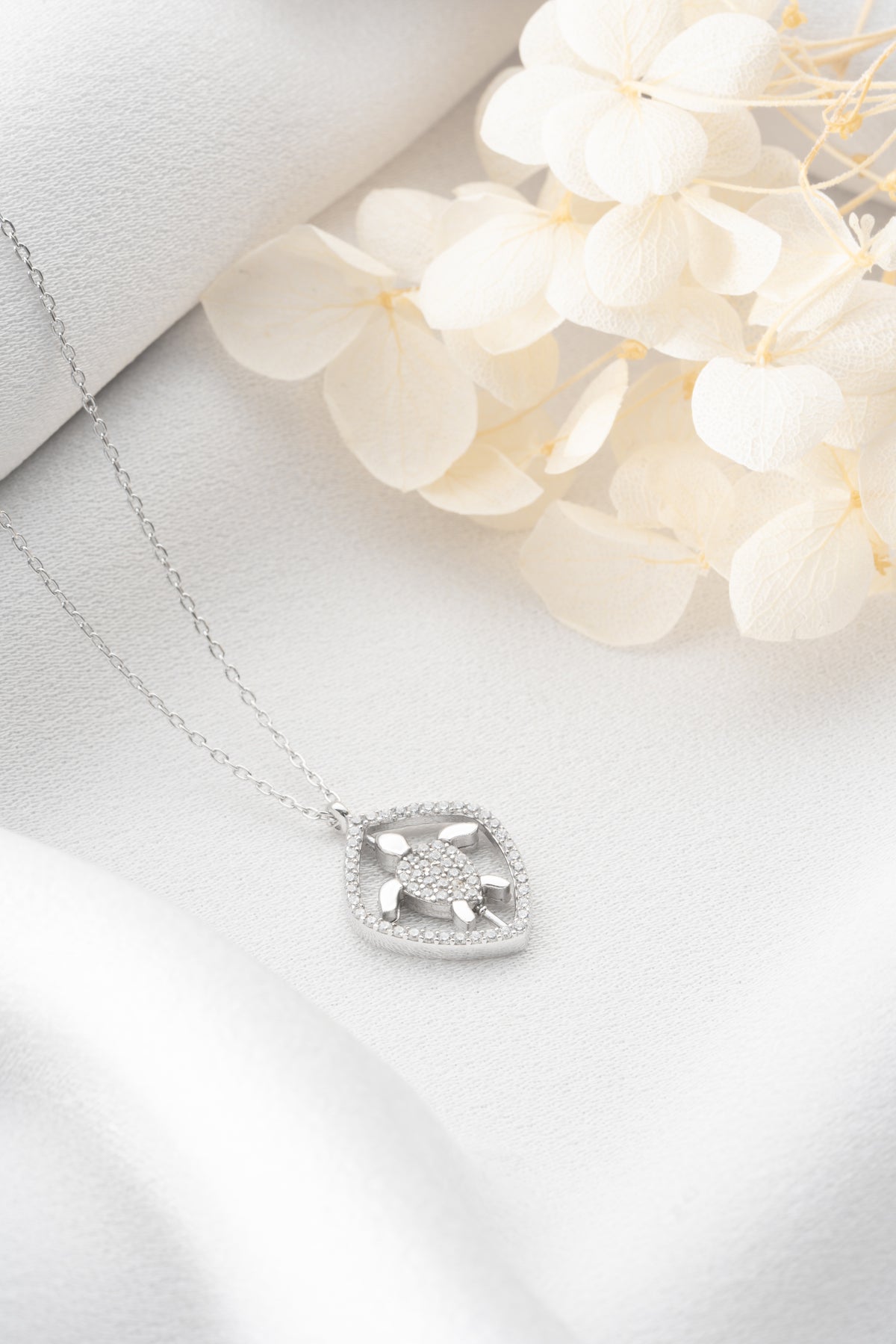 Pave Sea Turtle Pendant Necklace