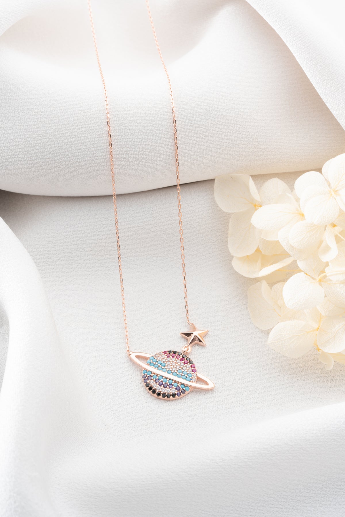 Pave Saturn Star Necklace
