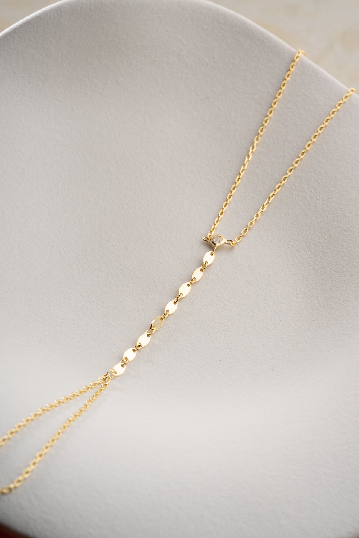 Sequin Chain Crystal Hand Bracelet in Gold