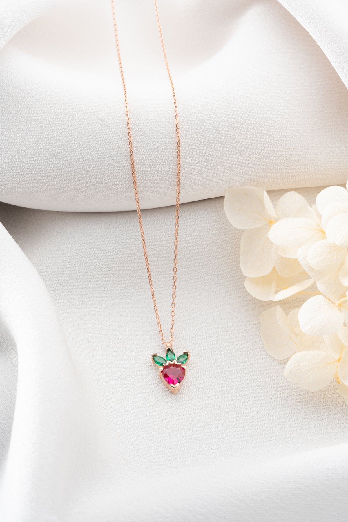Strawberry Gemstone Pendant Necklace