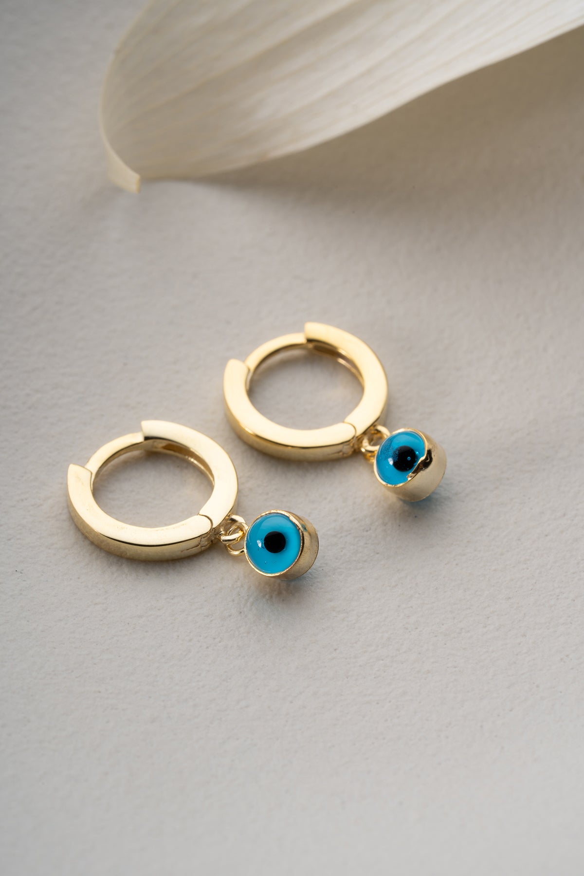 Evil Eye Gold Huggie Hoop Earrings