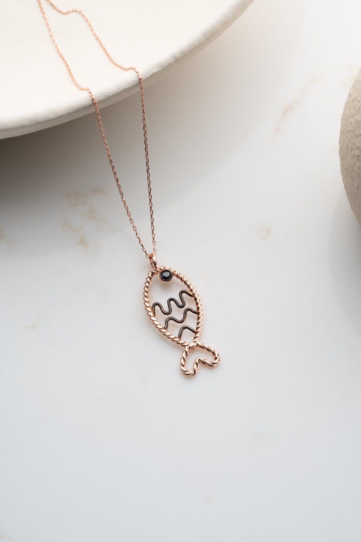Rose Gold Fish Pendant Necklace