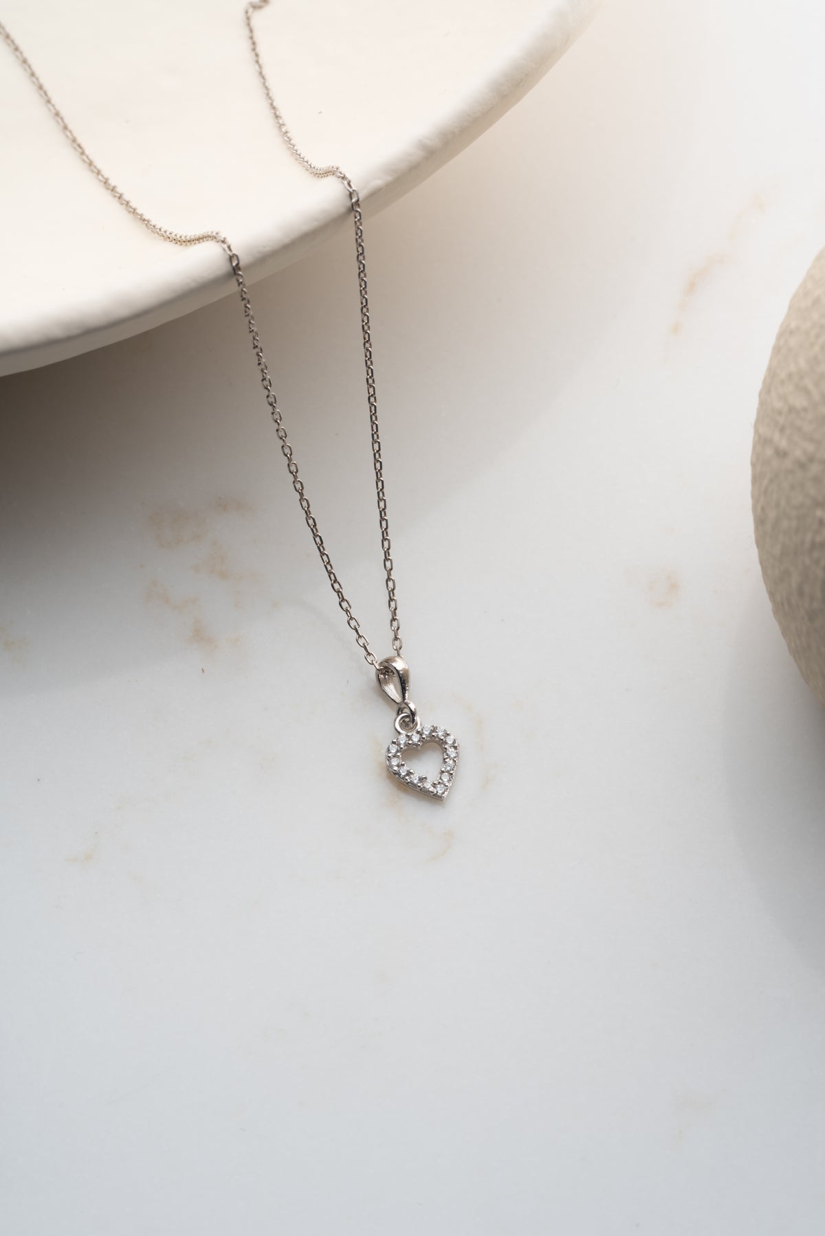 Petite Open Heart Pendant Necklace