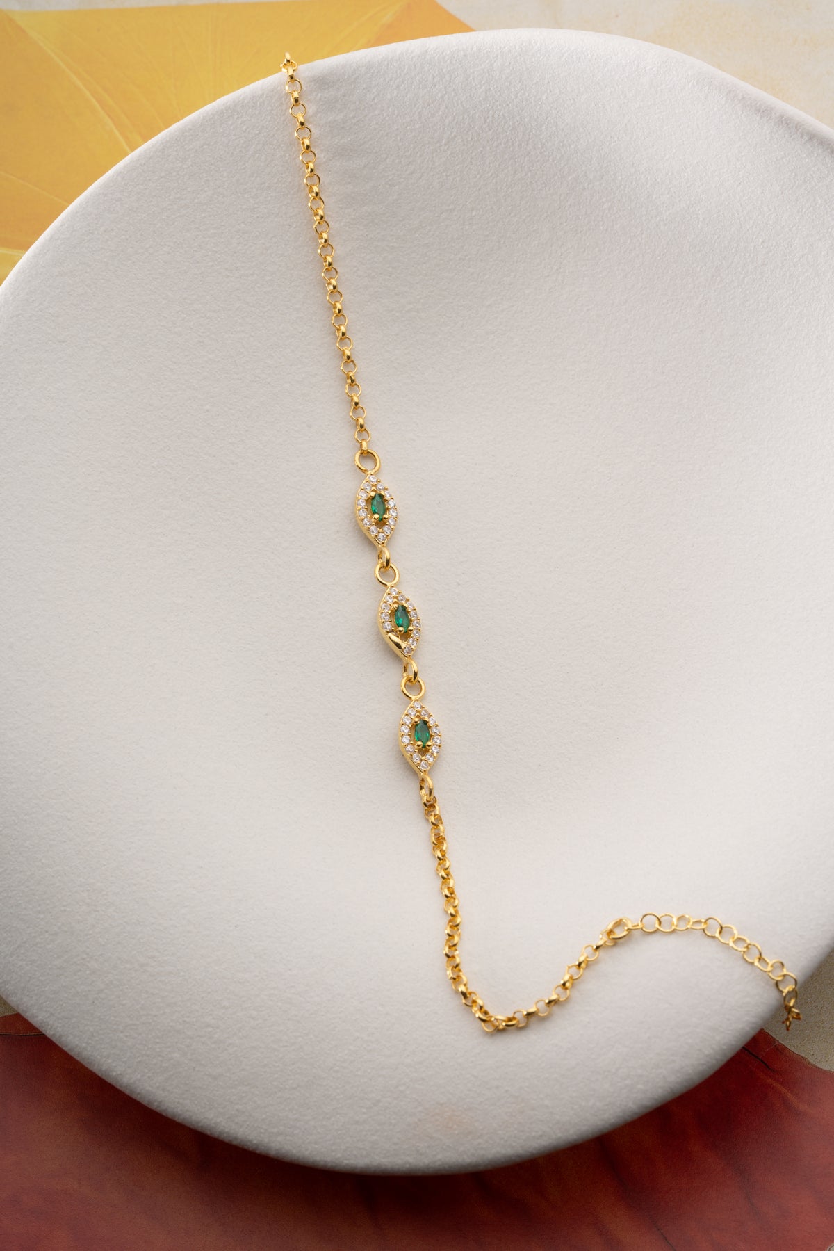 Emerald Marquise Eye Link Bracelet