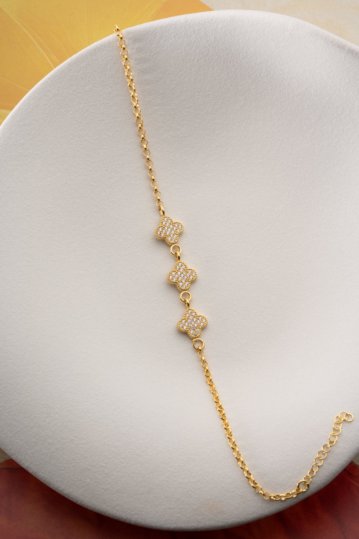 Pave Clover Trio Bracelet