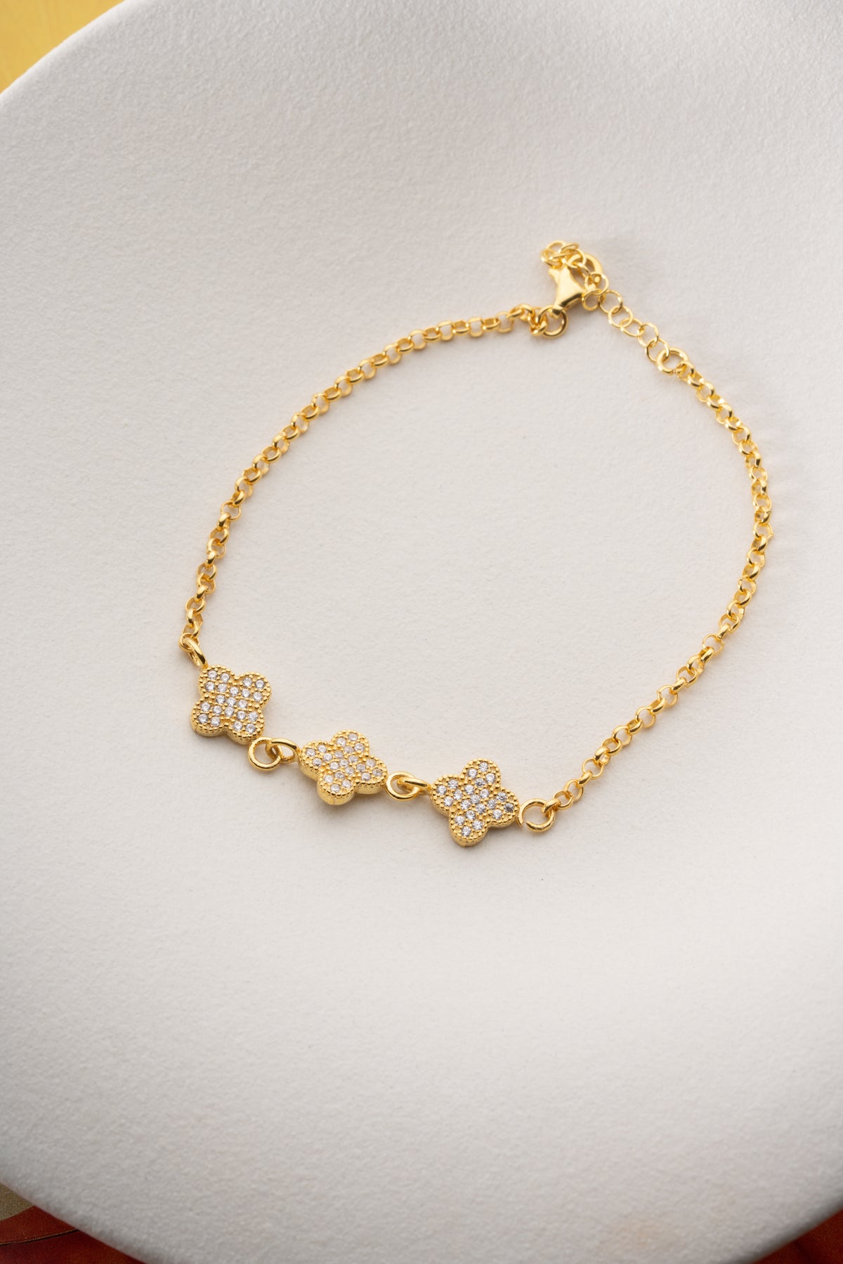 Pave Clover Trio Bracelet