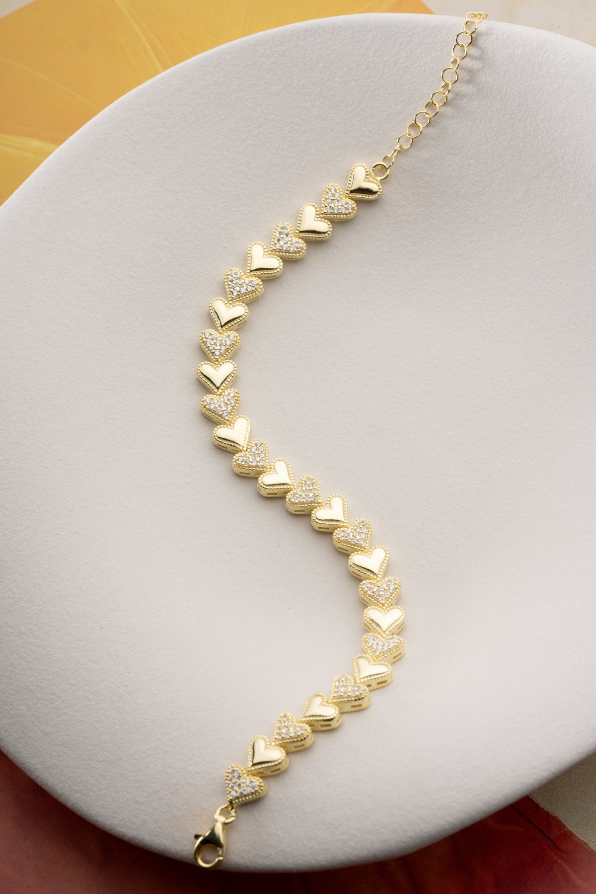 Heart Link Cascade Bracelet in Gold
