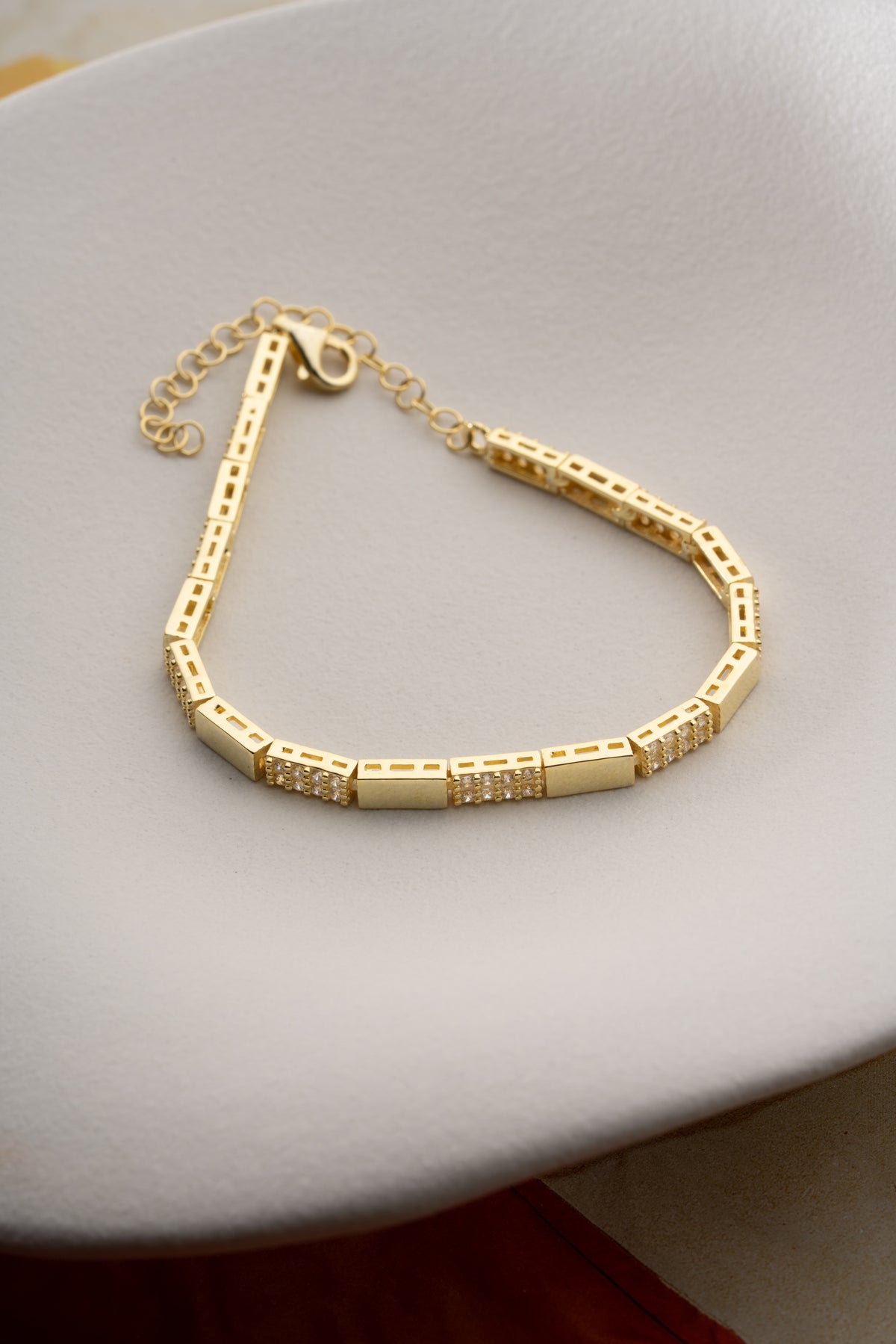 Geometric Pave Bar Link Bracelet
