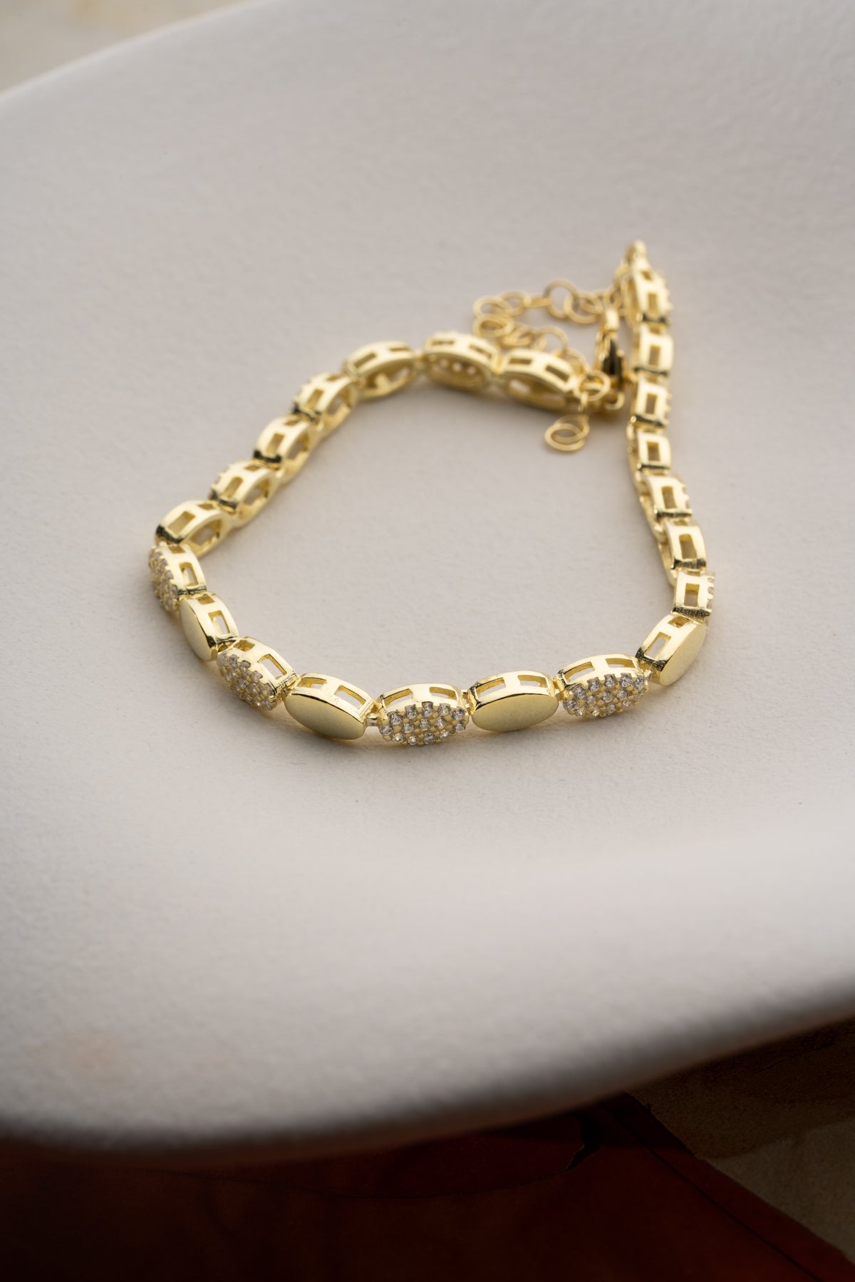 Oval Pave Drop Link Bracelet