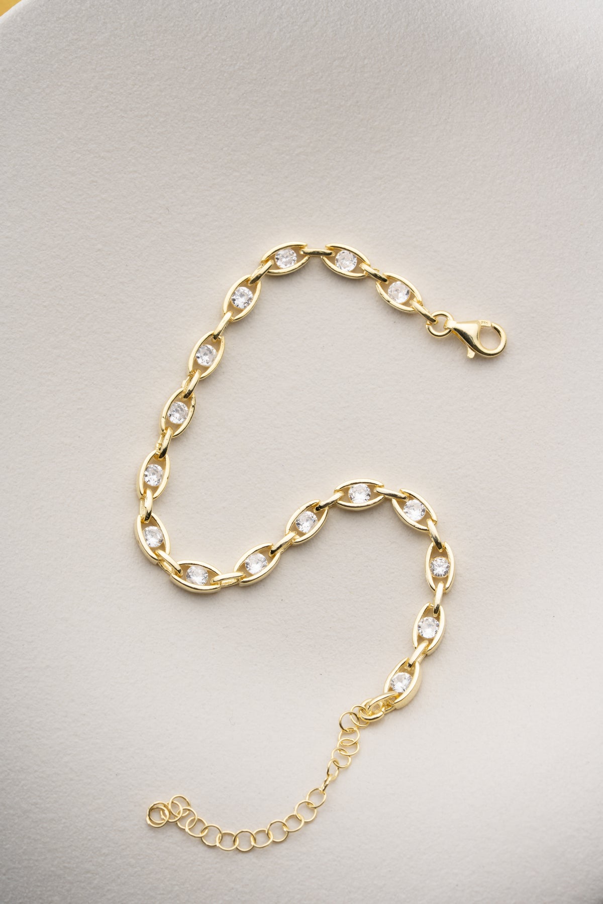 Crystal Oval Link Bracelet in Gold