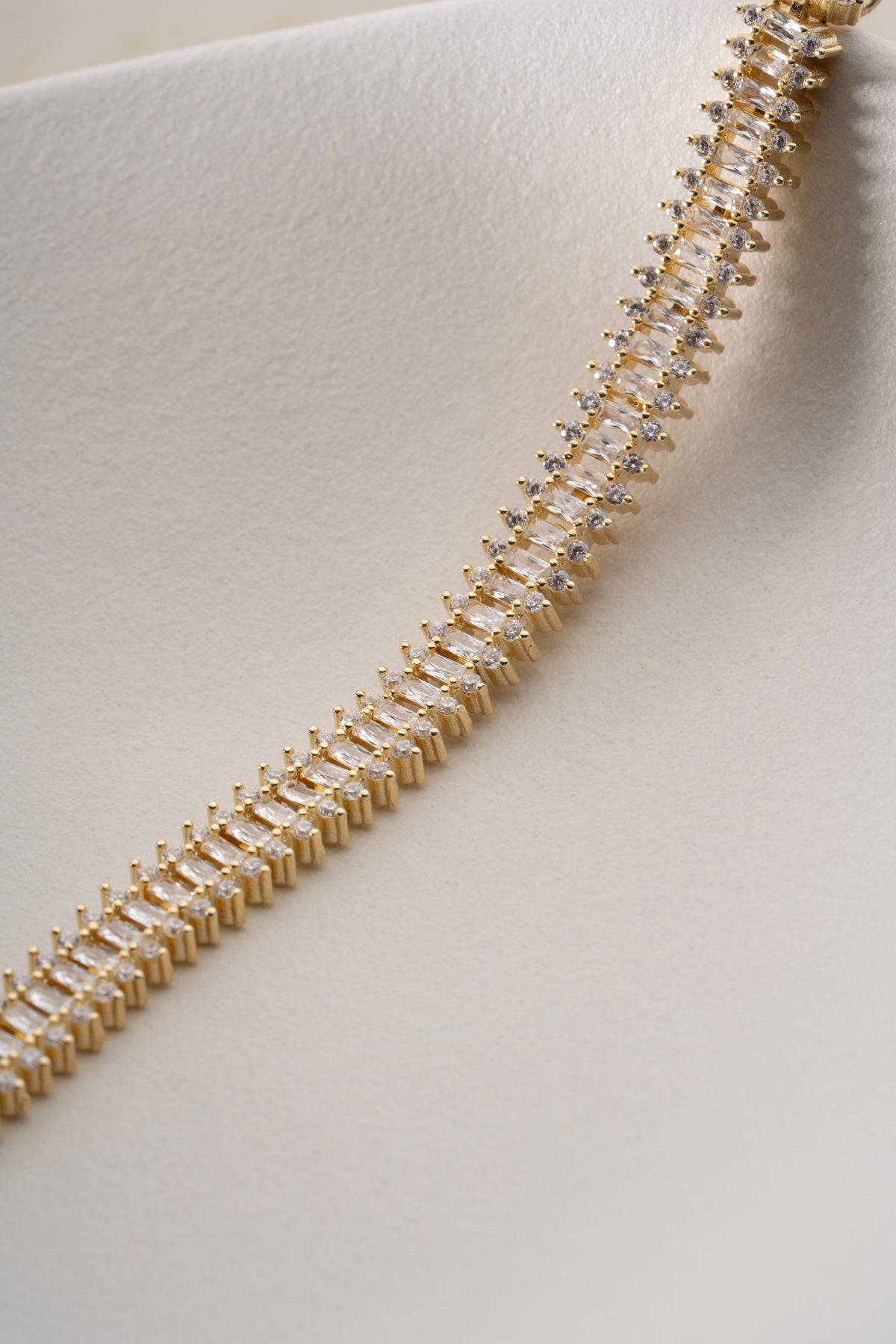Baguette Crystal Tennis Bracelet in Gold